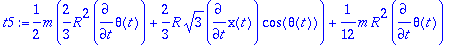 t5 := 1/2*m*(2/3*R^2*diff(theta(t),t)+2/3*R*sqrt(3)...