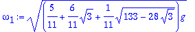 omega[1] := sqrt((5/11+6/11*sqrt(3)+1/11*sqrt(133-2...